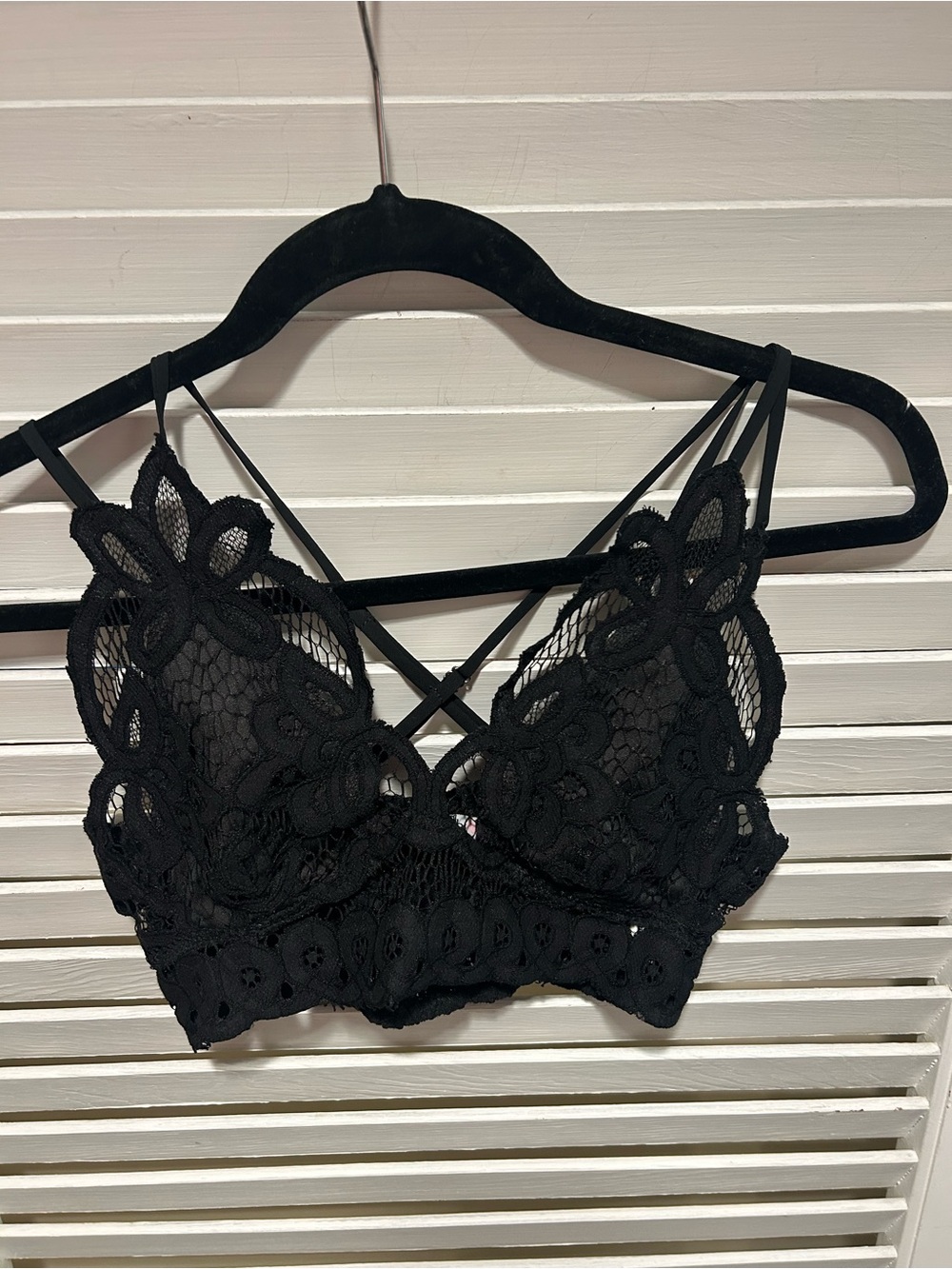 Black Lace Bralette with Strappy Back size M